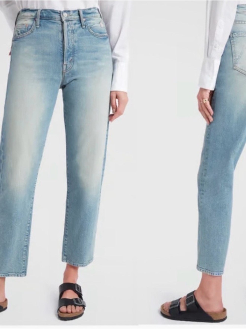 MOTHER The huffy Flood Light Blue High-Rise Ankle Straight Jeans